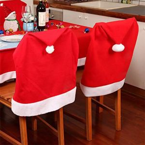 Christmas Chair Cover Santa Claus Cotton Dining Table Red Hat Chair Back Seat Cover Home Party Decor