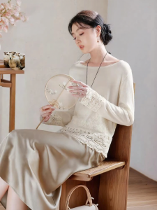 XIANGYING | New Style Light Autumn White Mandarin Collar Knit Top