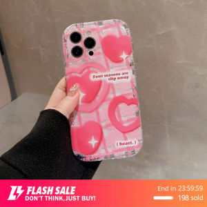 iCase เคสไอโฟน Pink Love น่ารักหรูๆ สวยๆ น่ารัก เคสขนนุ่ม 14 13 12 11 pro promax Pro Max 14Pro 13Pro 12Pro 11Pro เคสใสกันกระแทก เคสกันกระแทกกล้อง พร้อมเลนกล phone case