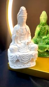 TƯỢNG QUAN ÂM NGỒI COMPOSITE CAO 18CM MÀU TRƠN