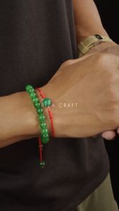 JADE LAYER BRACELET - Gelang Aesthetic Pria Wanita Batu Kesehatan Giok Hijau Keberuntungan Asli Original Tali Merah Double Layer