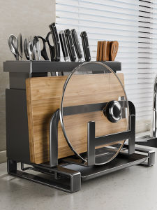 Nhà Bếp Đa Năng Giá Để Dao Thớt Nắp Nồi Kệ Chứa Đồ Tích Hợp Chức Năng Sấy Thép Carbon