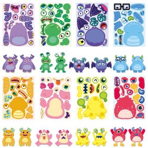 8-16-24 PCS/Set Little Monster Face-Changing Stickers Make a Face Creative DIY Stationery Notebook Reward Puzzle Stickers
