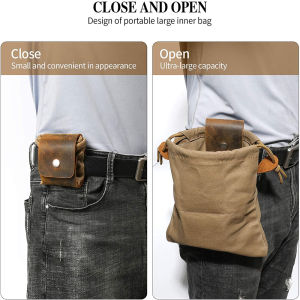 New Portable Outdoor Hiking Foraging Bag Fruit Picking Pouch Collapsible Berry Puch Storage Leather Bushcraft Canvas Bag Camping