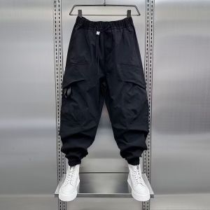 Cargo Pants Men Summer Thin Casual Pants Loose Handsome Big Pocket Harem Pants Fashion Skinny Jeans Cropped Pants Fashion