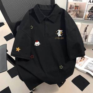 PAZHAOLANG | Oversized 300KG Plus Size Cartoon Star and Dog Printed Polo T-Shirt
