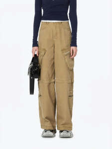 ANN ANDELMAN | Brown Loose-leg Multiple Pockets Patchwork Workwear Trousers
