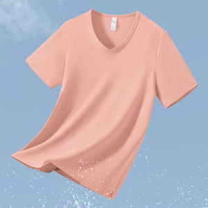 Áo Thun Modal Ice Silk Nam Tay Ngắn Mùa Hè Kháng Khuẩn Chống Bụi V-neck Áo Lạnh Nhanh Khô Nửa Tay Áo Cơ Bản