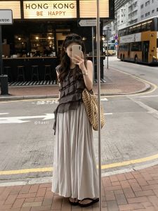 XUECAIQI | Fashionable Sleeveless Bow Vest & Skirt Set
