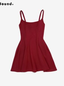 Bordeaux Red Hong Kong Style A-Line Strapless Dress Hepburn Vintage Black Mini Dress High Waist Gored Skirt Commute Retro Dress