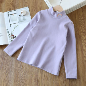 Girls Long Sleeve Cotton Base Shirt Half High Collar Inner Wear T-Shirt White Autumn Winter Fashion Children Baby Clothes