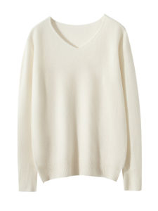 เสื้อถักนิตติ้งคอวีผู้หญิง เสื้อชั้นในผ้าขนสัตว์แบบหลวมๆ แฟชั่นฤดูใบไม้ร่วง ระบายอากาศได้ดี ปกติ แขนยาว ปกติ