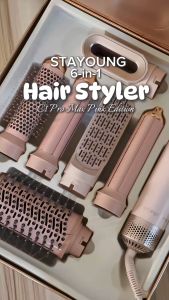 【6in1】STAYOUNG 6 in 1 Hair Styler C1 Pro Max Golden Pink Multifunctional Hair styler Tool Oval Brush Limited stock