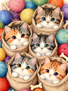 Huacan 5D DIY Diamond Painting Sack Bags Cats Diamond Embroidery Cartoon Animal New Picture Of Rhinestones Wall Decor