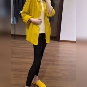 YUFUQING | Korean Style Long Sleeve Polo Collar Cotton Linen Loose Womens Casual Shirt Slimming Versatile Small Size White Cotton Top