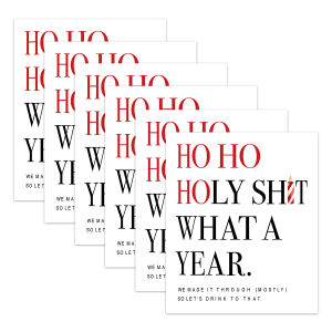 6pcs Festive Wine Bottle LabelsHo Ho Holy Sh*t What a Year! Funny Christmas Wine Bottle Stickers for Party Decor Gifts Packing