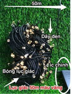 ✨ Dây đèn LED trang trí lục giác lớn nháy chớp 50m hình kim cương lấp lánh rất đẹp