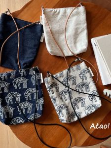 Túi Đeo Chéo Nhỏ Thêu Vải Cotton Lanh Túi Đeo Vai Điện Thoại Di Động Túi Đeo Chéo Nhỏ Đa Năng Túi Đeo Chéo Thường Ngày