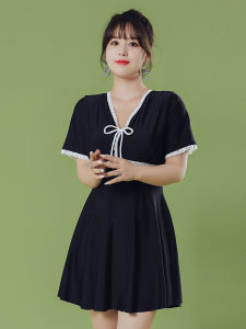 Large Size Swimsuit for Women Siamese Conservative Fat mm 100.00kg Covering Belly Thin Loose Skirt Japanese Ins Style Fairy Hot Spring