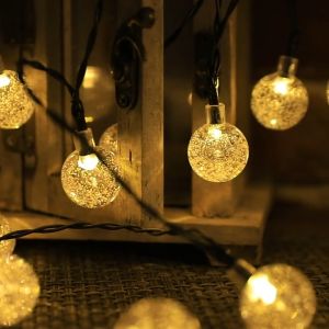 5M/7M/12M 20/50/100LEDs Solar Crystal Ball Fairy Light 8 Modes String Lights IP65 Outdoor Waterproof Christmas Light