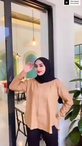 olivia shirt - kemeja oversize linen wanita - kemeja linen - over size shirt linen