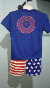 Baju setelan anak laki-laki usia 1-10 tahun motif terbaru superhero kapten Amerika free topeng bisa COD