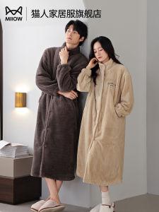 Couples Fleece Lined Coral Velvet Robe Thickened Autumn Winter Style Womens Version Elegant Sleepwear for Couples