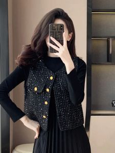 เสื้อแจ็คเก็ตแขนกุดสไตล์สตรีทแฟชั่นสำหรับผู้หญิงในฤดูใบไม้ร่วงและฤดูหนาว เสื้อคลุมกันหนาวแบบลำลองที่สวมใส่สบาย