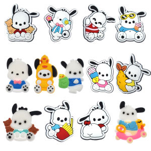 Mesuca | 12-37Pcs Sanrio Series Pochacco Shoe Charms PVC Bubble Slides Clog Sandals Garden Shoe Accessorie Decorations Holiday Gifts