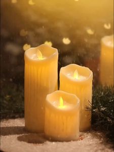 Vimite 8/10/12/15cm Candle Flameless LED Light Remote Control Flashing Multi-mode Outdoor Waterproof Smart Timing Electric Candle Atmosphere Birthday Party Wedding Courtyard Bedroom Iiving Room Halloween Christmas Decoration Light