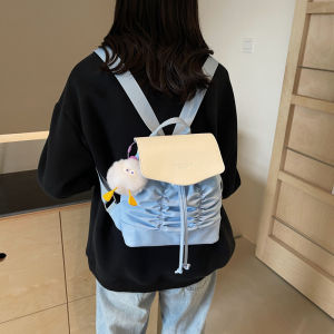 Casual  Small Backpack for Girls Unique Design Drawstring Versatile Leisure Backpack Commuter Style Polyester Lining