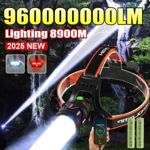 960000000LM Ultra Powerful LED Headlamp Super Bright Long Range 8900m Headlight Rechargeable Head Torch Fishing Head Flashlight
