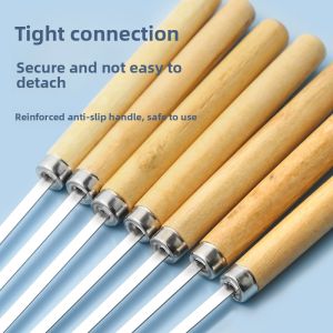 MONLEYTA | Stainless Steel BBQ Skewers With Wooden Handle For Lamb Kebabs And Barbecue Special Tool Flat Skewer For Grilling And Cooking