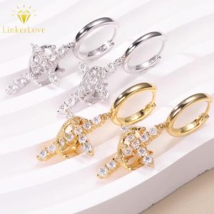 Pretty Beauty Moissanite Rotatable Crown Cross Pendant Earrings Necklace S925 Sterling Silver Fine Jewelry Set for Women Party