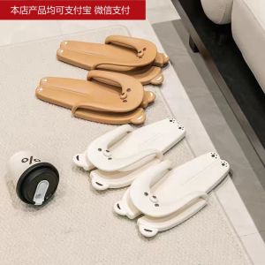Foldable Portable Anti-Slip Couple Travel Slippers Outdoor Beach Shoes Summer Home Comfortable Flip Flops Bear Design Slippers
