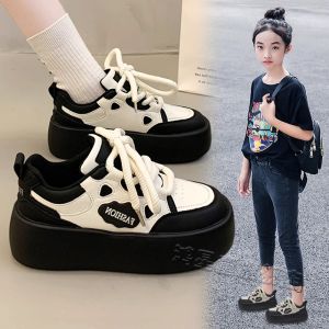 Girls Running Sports Shoes Soft Bottom Lightweight Leather Casual Breathable Childrens Footwear Student Comfortable Sneakers