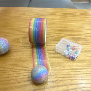 Rainbow Colorful Hand Pulling Frosted Cute Ball Tape Stress Relief DIY Toy Ball Adhesive Tape Student Stationery Supplies