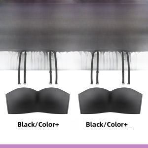 miiow | Cat Woman Strapless Bra Anti-Slip Gathered Small Chest Appears Large Dance Student Special Thin Backless Bra Womens Underwear