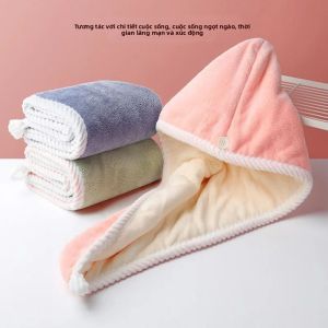 Khăn Tắm Dày Gấp Đôi Nhanh Khô Mũ Tắm Đa Màu Thấm Hút Mạnh Viền Gợn Sóng Dành Cho Nữ 60x40cm