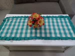 tapak meja ruang tamu/taplak meja ruang tamu motif kotak kotak/taplak meja ruang tamu tenun