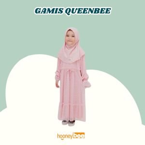 Gamis Anak Tile Quenbee Junior Honeybee Warna Dusty Pink Size 2-10Thn