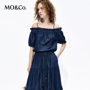 MO&Co. | Lightweight Cotton Blend Denim Off Shoulder Camisole
