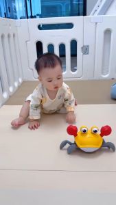 🦀 ของเล่นปู มีดนตรีและแสงไฟ เมื่อเจออุปสรรคจะหลบหนี ของขวัญสำหรับเด็ก ปูน้อยเดินได้ มีระบบเซอเซอร์