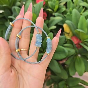 Q282 Vòng ngũ điếu Aquamarine 2 size: mập và nhỏ dây cáp cho Thủy và Mộc - Phong Thủy TUDO
