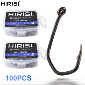 Hirisi 100pcs Eyed Barbed Fishing Hooks Pinpoint Claw PTFE Coated High Carbon Steel Durable Fishing Supplies New 8019