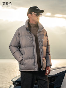 Enjeolon Mens Short down Jacket 90 White Duck down Warm Winter Bread Coat Stand Collar Inner Liner Double Lock Velvet Lining