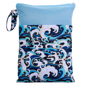 BIAI Beautiful Pattern Polyester Baby Waterproof Swimsuit Bag Double Pocket Baby Diaper Dry Mini Wet Bag Diaper Nappy Bag 25*35