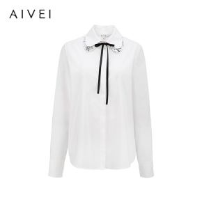 AIVEI | Youthful Commuter College Style Shirt with Glitter Peter Pan Collar