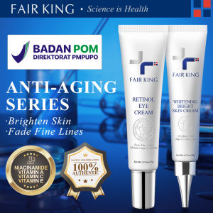 FAIR KING [BPOM] 2PCS Retinol Eye Cream + Whitening Bright Skin Cream Anti penuaan Remove Dark Spots Mengurangi Garis Halus Keriput Mencegah Melasma Menghilangkan Kerut Pemutih