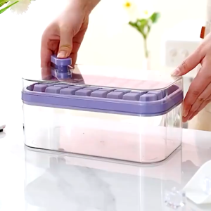 Ice Cube Storage Box with 64 Holes & Scoop Easy Ice Making Container / Bekas Simpanan Ais 64 Lubang & Sudu Pembuat Ais Mudah